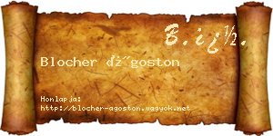 Blocher Ágoston névjegykártya